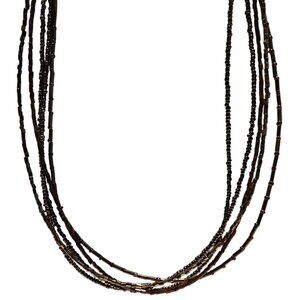 Elegant Bronze Brown Beaded Multi Strand Necklace Statement Fashion Jewelry